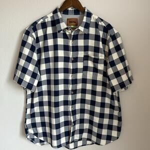 Beta Venturing Blue/White Checked Short Sleeve Button Up Shirt Size XL
